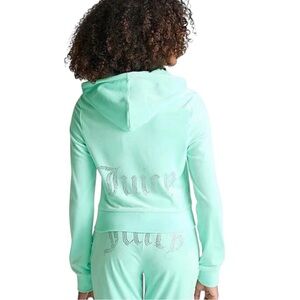 Juicy Couture Velour Zip Crop Hoodie Mint M